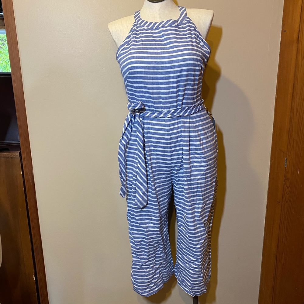 1901 jumpsuit in blue and white NWT